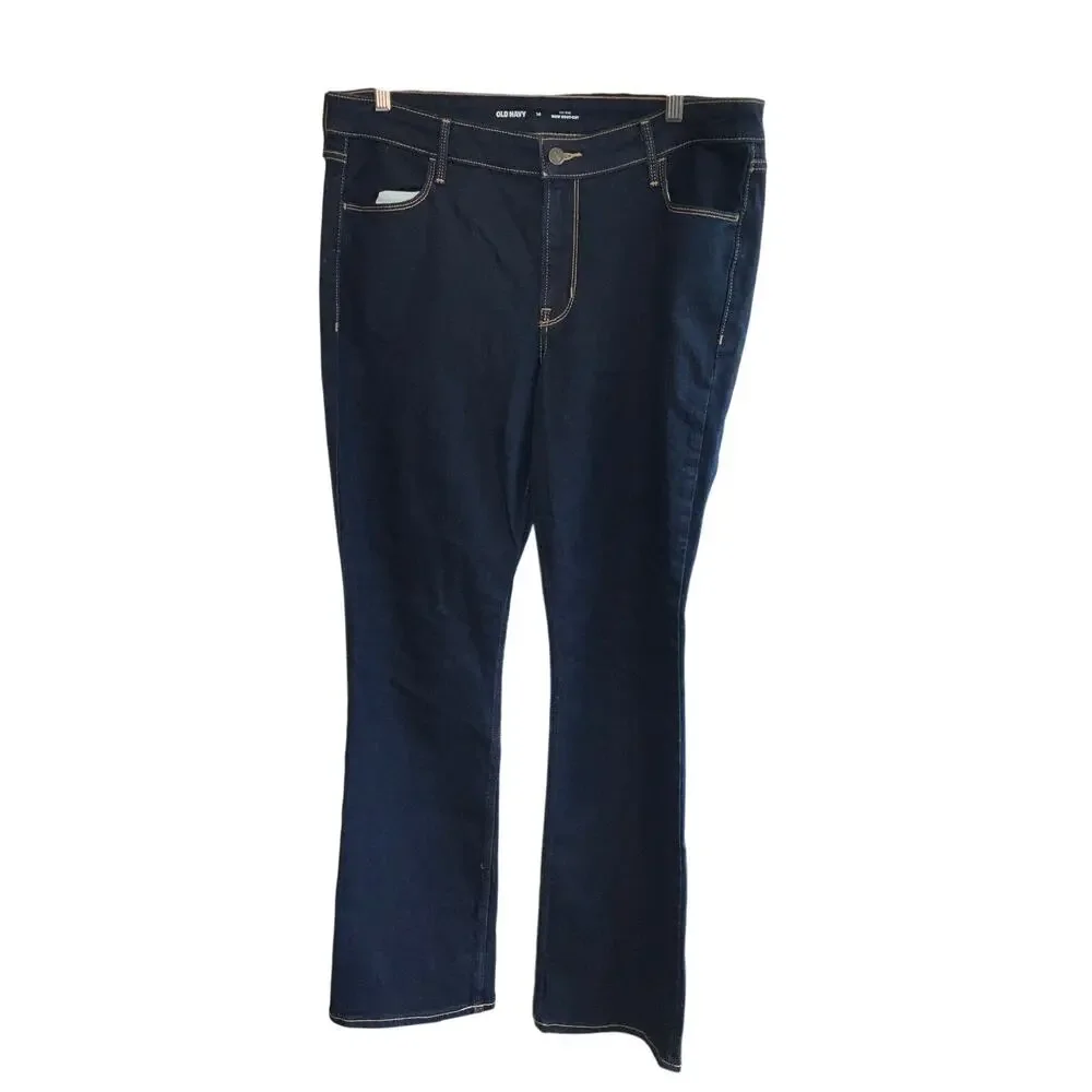 Old Navy Dark Wash Blue Mid-Rise Wow Boot Cut Denim Jeans Size 14